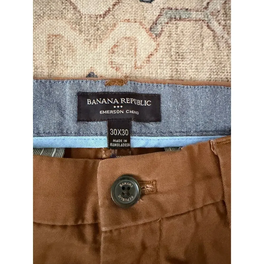 Banana Republic Emerson Chino Pants Mens 30x30 Oxford Brown Straight Fit